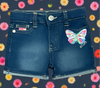 2-4T Butterfly Denim Short - Ariesbabies