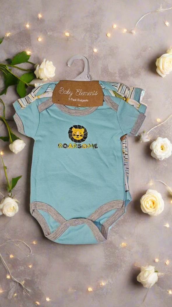 Boys 0-9m 3Pack Roarsome Bodysuits - Ariesbabies