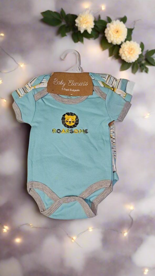 Boys 0-9m 3Pack Roarsome Bodysuits - Ariesbabies