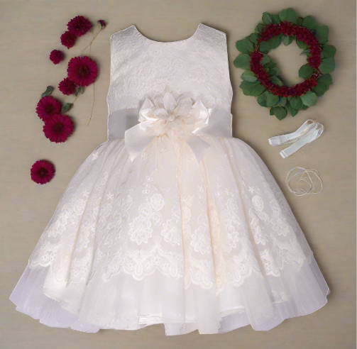 Floral Formal Dress 0-9M Off White - Ariesbabies