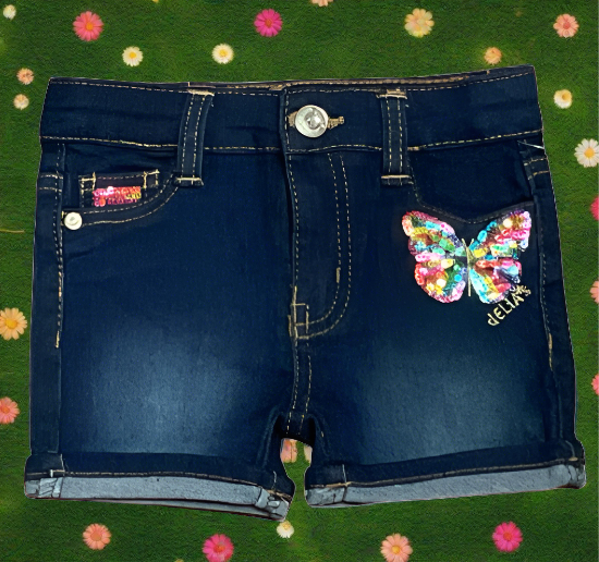 2-4T Butterfly Denim Short - Ariesbabies