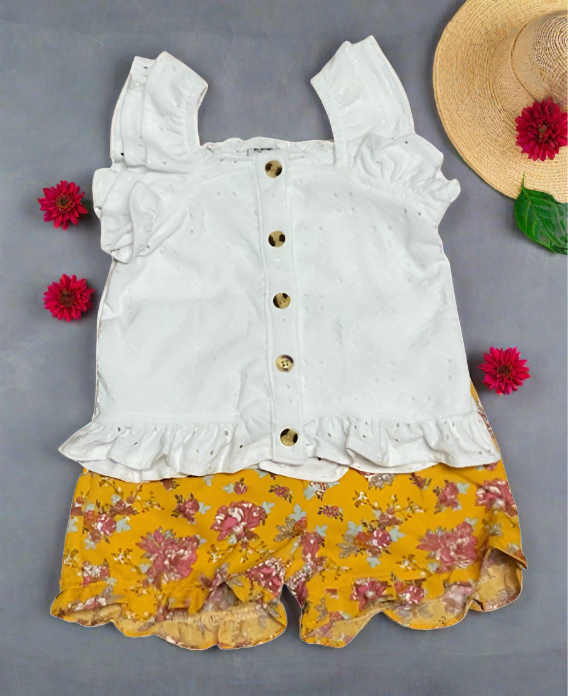 Girls 2-4T Sleeveless Eyelet Top and Woven Short Set - Ariesbabies