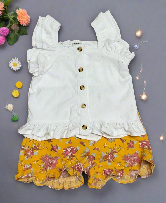 Girls 2-4T Sleeveless Eyelet Top and Woven Short Set - Ariesbabies