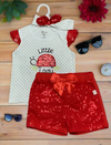 Vibrant red or Vibrant pink Sequin Short Sets - Ariesbabies