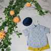 12-24M Blue Casual Shirt Set with Mustard Color Short