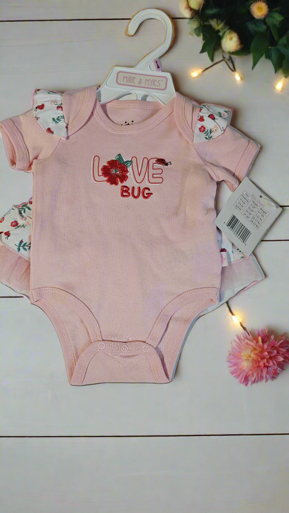 0-9M Love Bug onesie with skirt - Ariesbabies