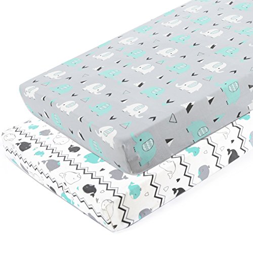 Baby Stretchy Changing Pad Covers Sheet 2 Pack ( Jersey Knit, Owl & Bear ) - Ariesbabies