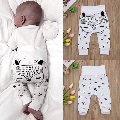 New Fashion Cotton Printed Baby Button Fly Pant - Ariesbabies