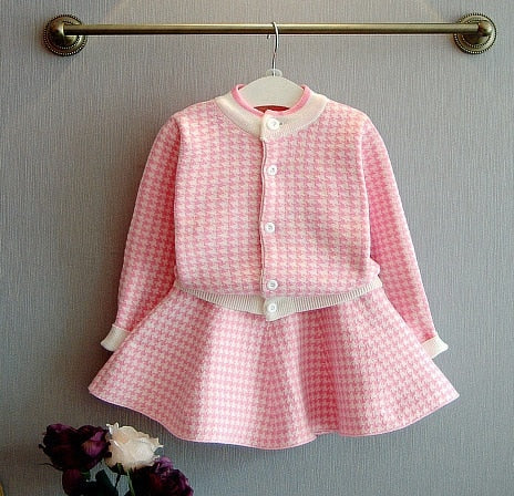 Winter Long Sleeve Sweater Shirt and Skirt Set - Ariesbabies